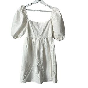 Justfab Ivory Tie Back Puff Sleeve Babydoll Dress Size XS